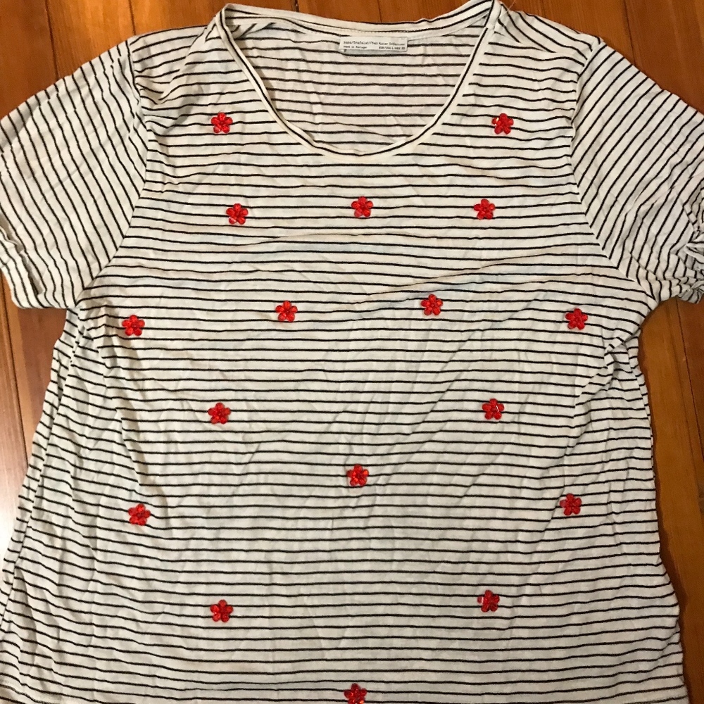Zara striped short sleeve tee